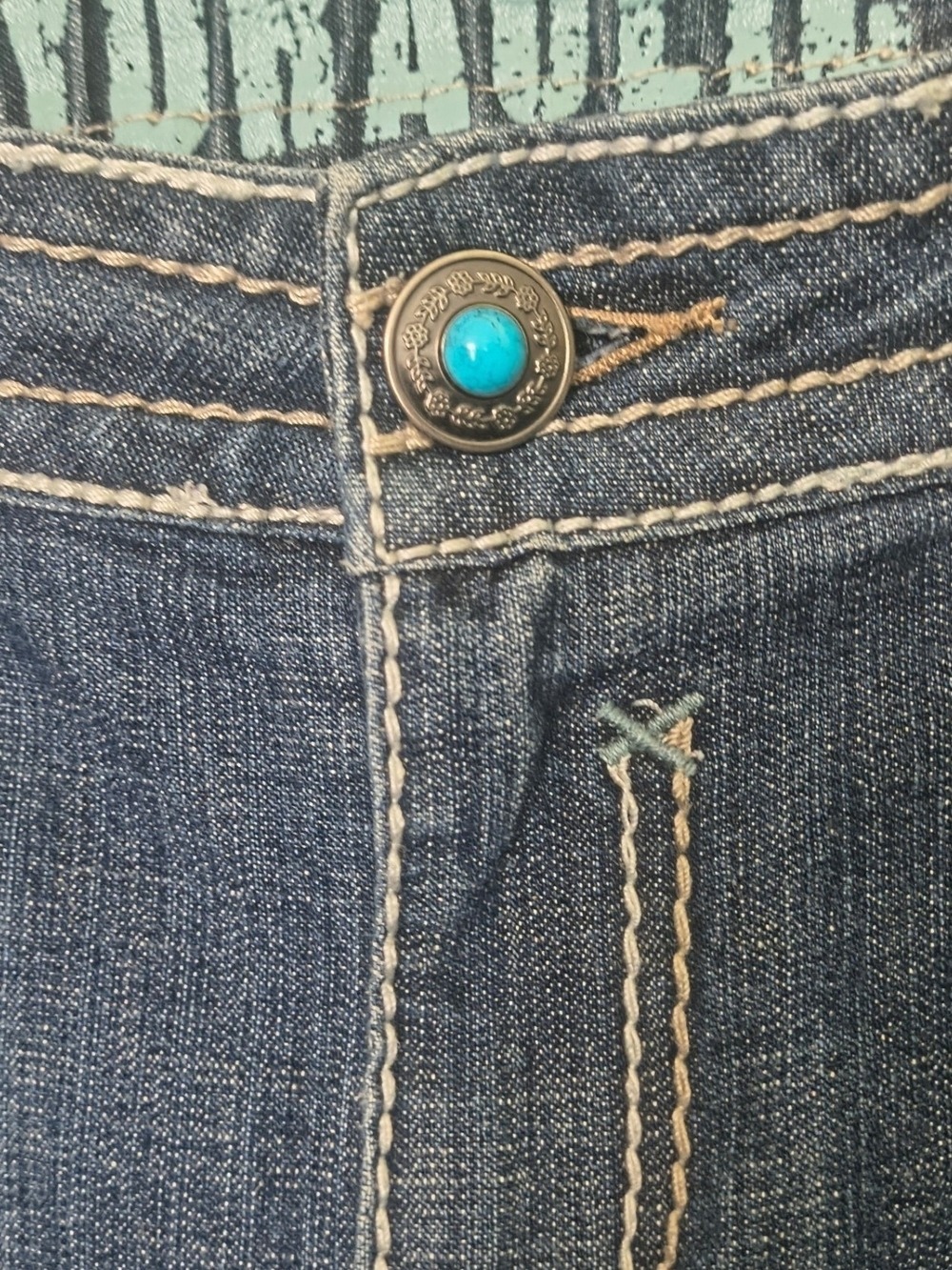 Y2K Hydraulic Bailey Micro Bootcut Jeans Size 16 Embroidered Pockets Stretch Den - Picture 7 of 10